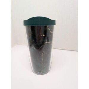 Tervis 16oz Insulated Tumbler Dark Green Gold Marble Malachite Travel Cup w Lid